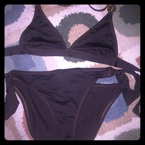 Brown metal stone accent bikini